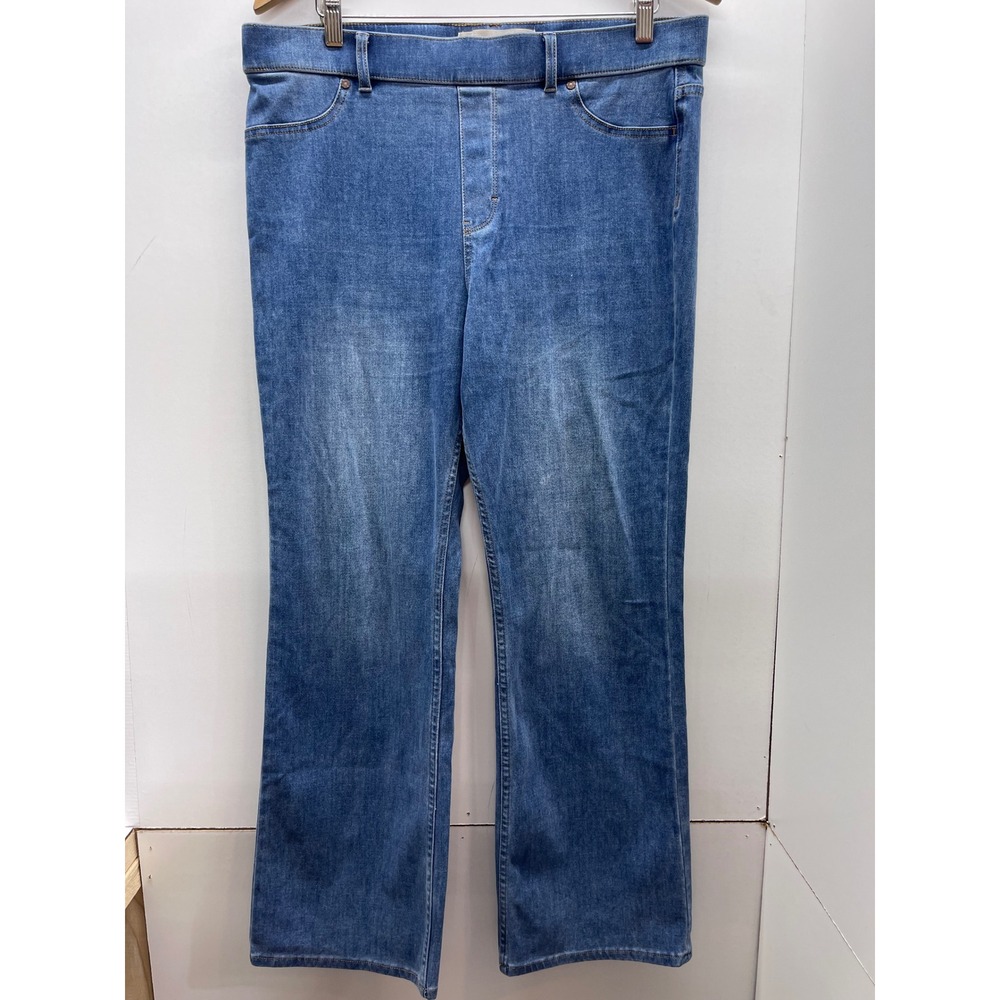 Soft Surroundings Womens Pull‎ On Denim Jeans Medium Wash Flare Leg Size L